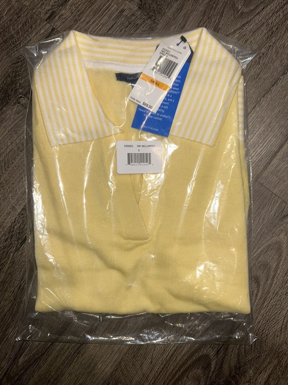 Nautica Women’s Yellow Sleeveless Sweater Polo Small NWT
